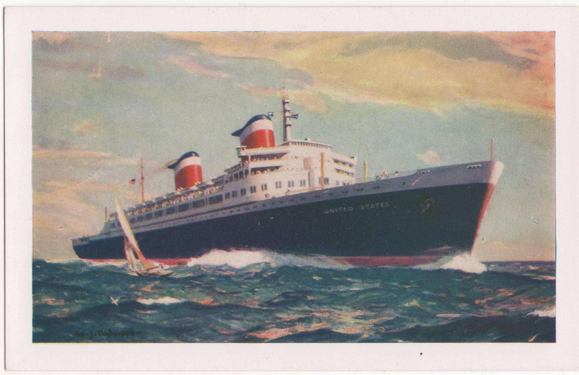 S.S. United States Postcard Front